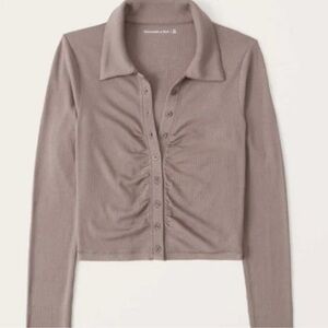 Abercrombie Ruched polo button up top M